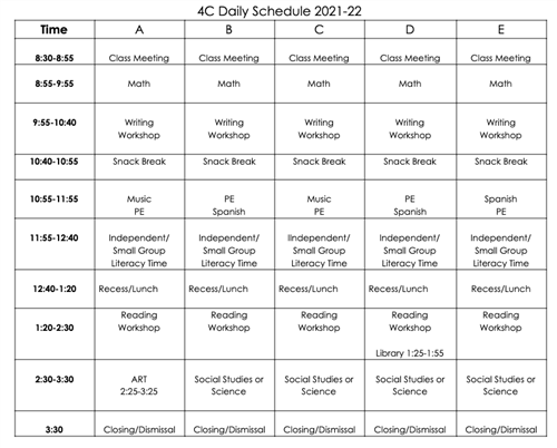 daily schedule
